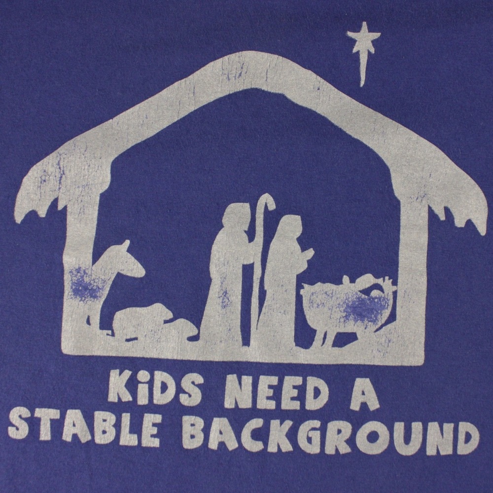 Kids Need A Stable Background Jesus Tee Funny Nativity Shirt Medium - Picture 3 of 7